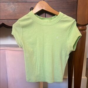 Champion Green Crop Fitted Tee